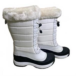 Baffin Iceland Drift Tall Winter Snow Boots Cream Black Womens Size 6 EU 36